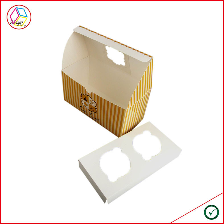 CMYK Printing White Card Made Paper Cupcake Boxes With Paper Insert