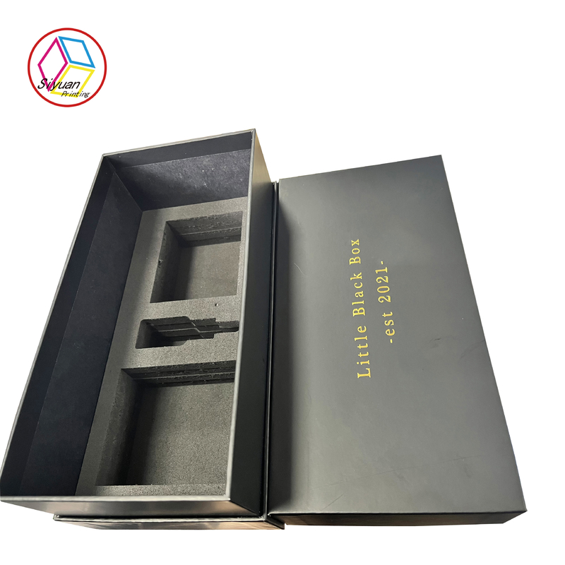 Black Neck Box With Gold Foil Logo EVA Insert For Cosmetic Package
